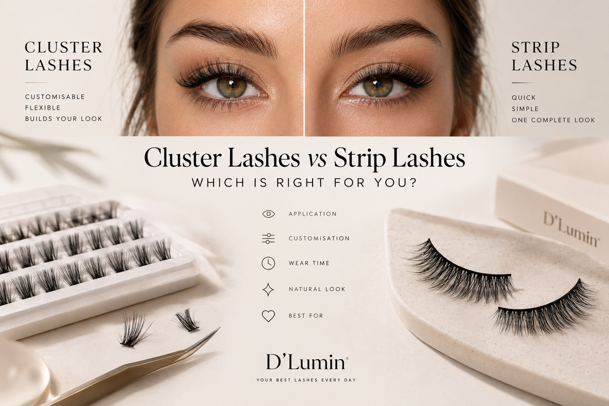 Cluster lashes compared with strip lashes for at-home application