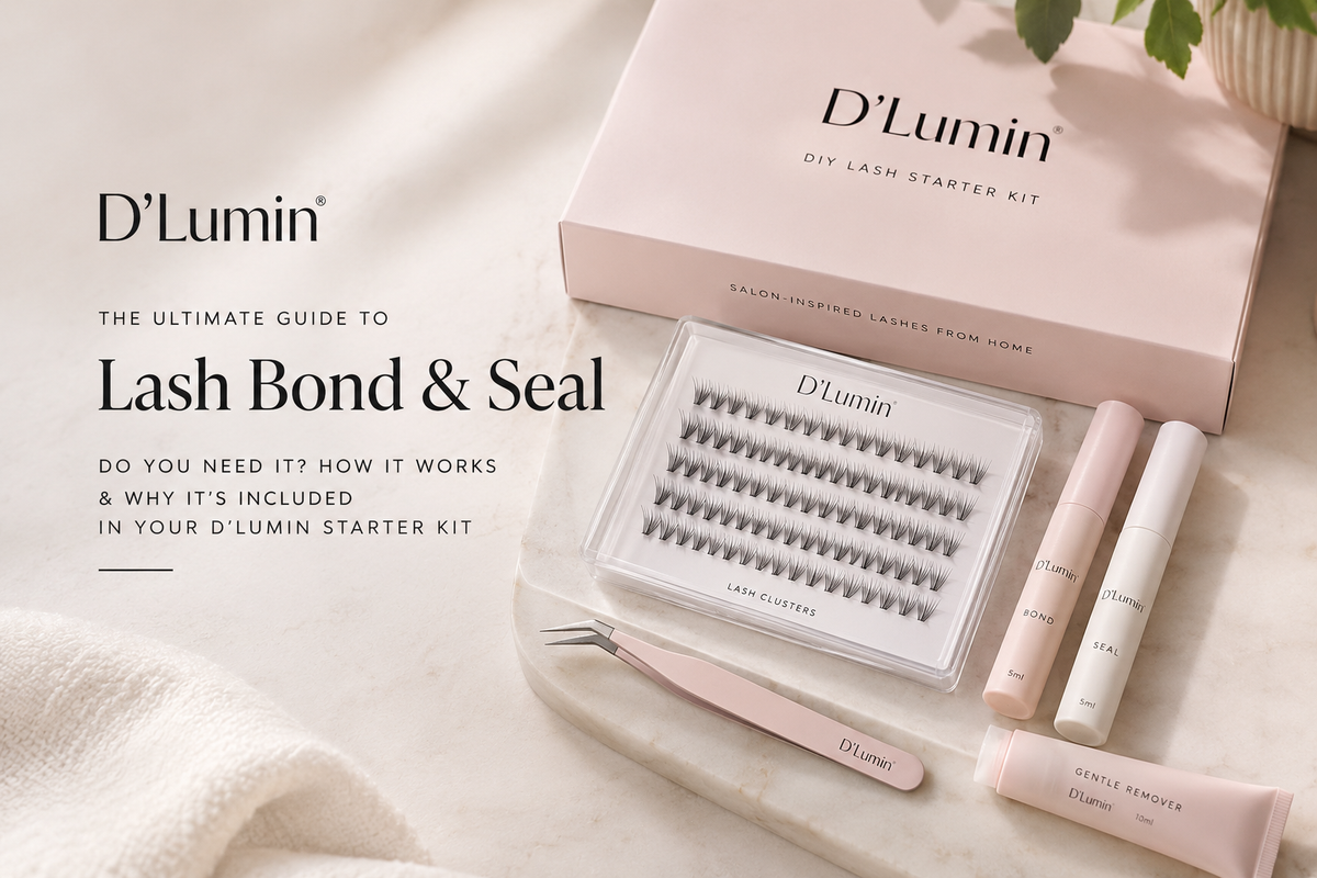 D’Lumin lash bond and seal with DIY cluster lashes and application tools